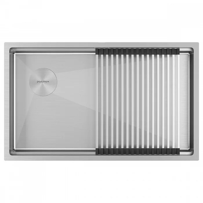 Кухонная мойка Paulmark NEXT-PRO 74-L UNI, брашированная сталь, 740х450мм, PM707445-L-BS