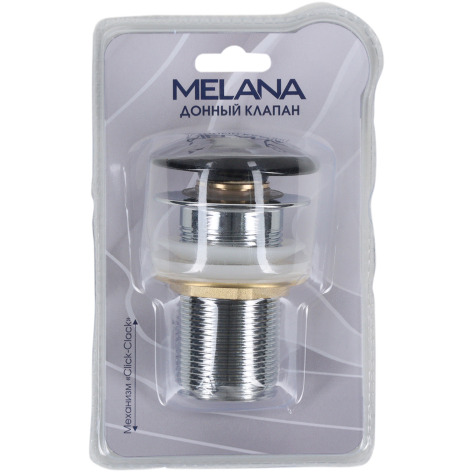 Донный клапан без перелива MELANA  (матовый черный) MLN-330300MB в блистере