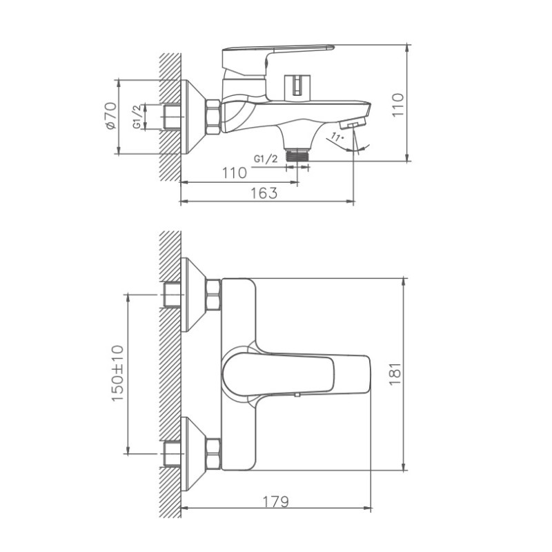 Смеситель для ванны Haiba HB60563, хром