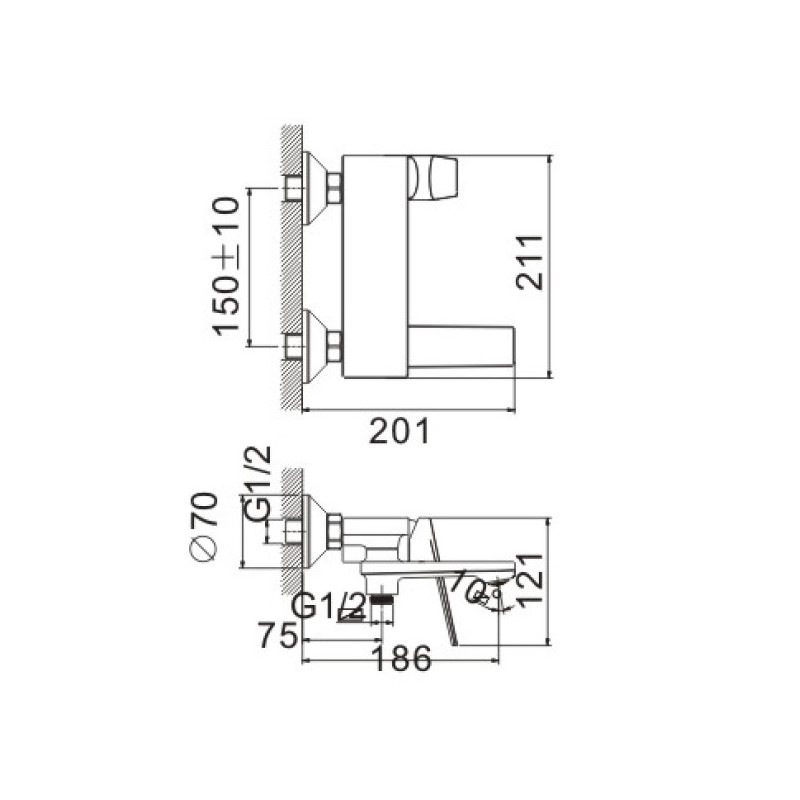 Смеситель для ванны BELZ B60533, хром