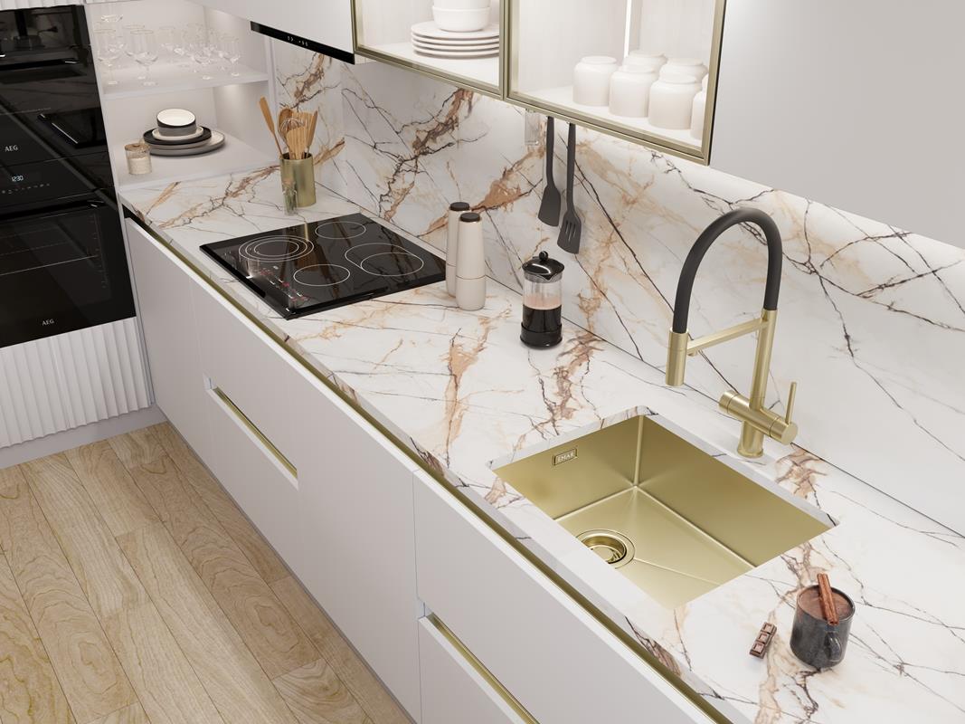 Мойка кухонная Emar EMB-540(UN) PVD Matt Gold, золото