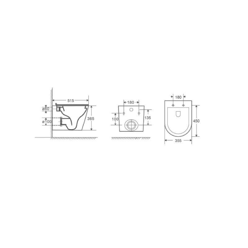 Унитаз подвесной безободковый D&K Venice DT1026516, белый