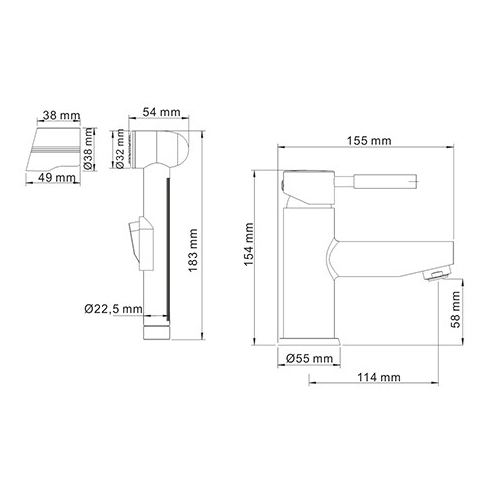 Смеситель для раковины с гигиенической лейкой Wasserkraft Main 4108