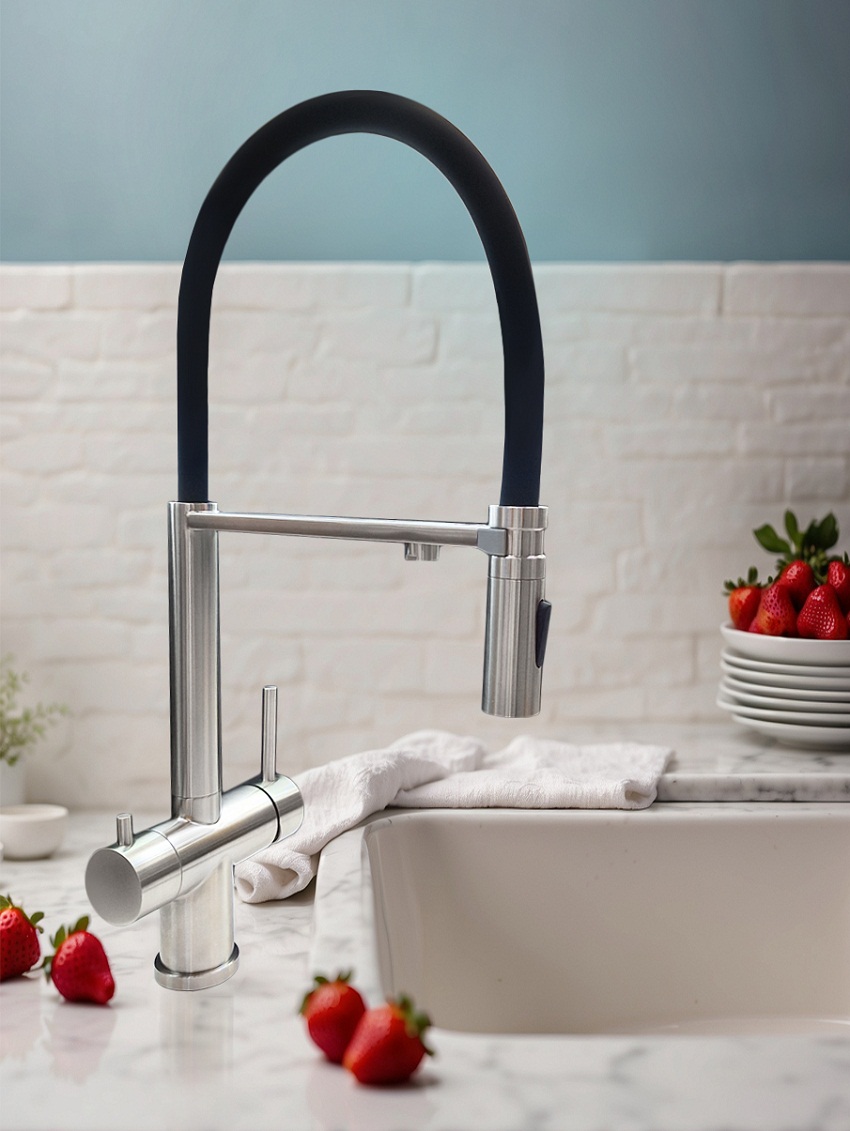 Смеситель для кухни с гибким изливом ALTROBAGNO Флуссо (Flusso) 050201 Ni