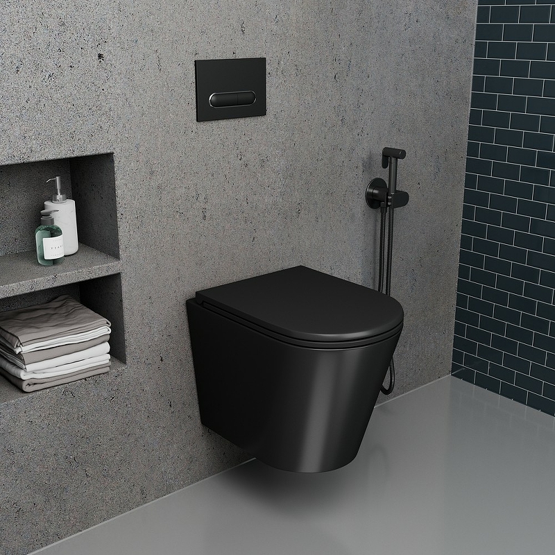Унитаз подвесной безободковый D&K Venice DT1026025, черный