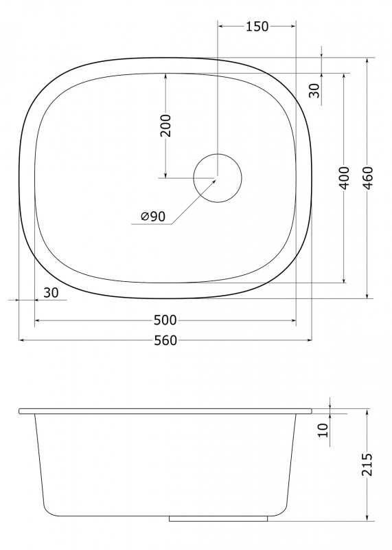 Кухонная мойка EMAR EMQ-1560.P гранитная мойка, Барит