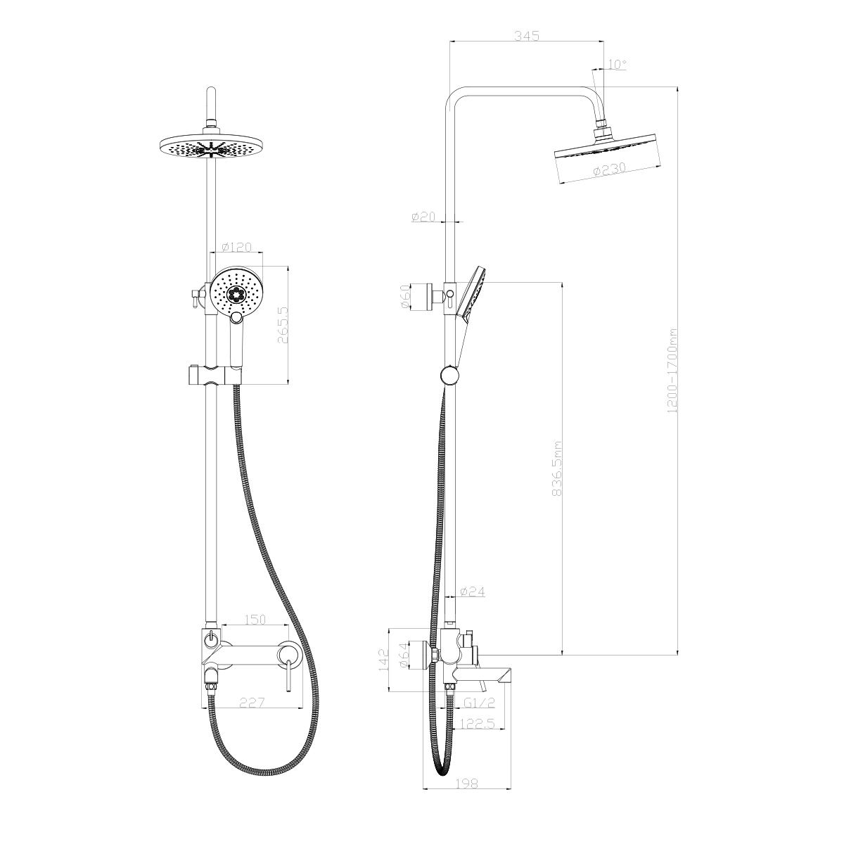 Смеситель Lemark Minima LM3862C для ванны и душа