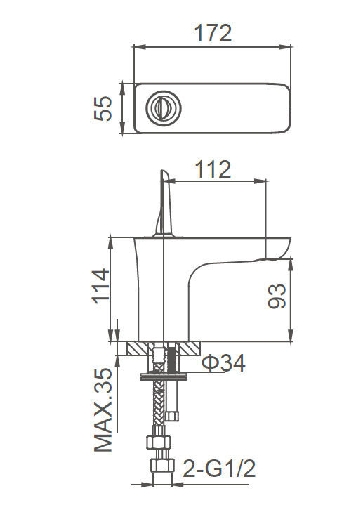 Смеситель для раковины WONZON & WOGHAND SHARK, Хром (WW-48B1101-CR)