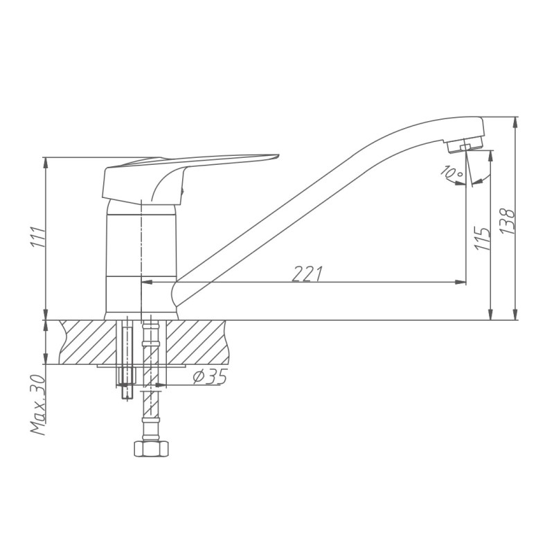 Смеситель для кухни Haiba HB4204, хром