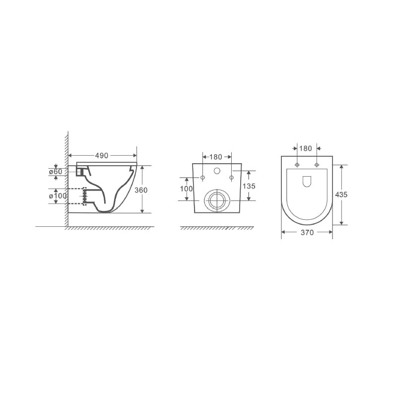Унитаз подвесной безободковый D&K Matrix DT1396516, белый