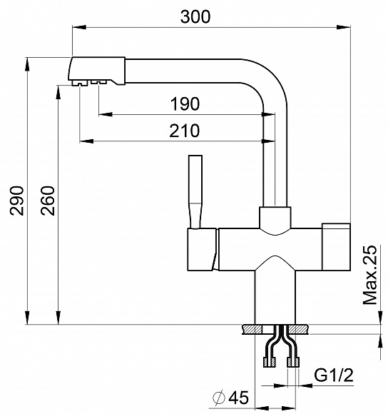 Смеситель для кухни Granula 2088, ТУРМАЛИН