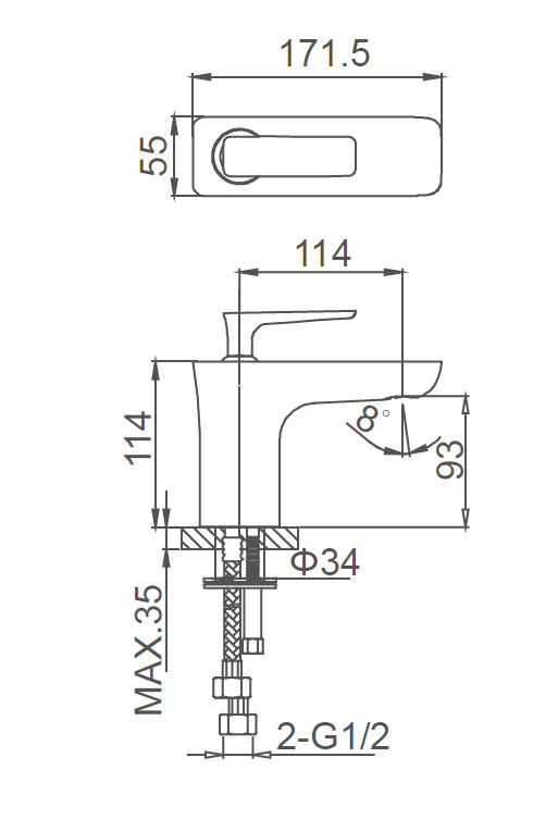 Смеситель для раковины WONZON & WOGHAND SHARK, Хром (WW-481101-CR)