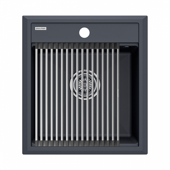 Мойка Paulmark STEPIA 45, IT-GRANIT + ролл-мат STEP брашированная нерж. сталь, PM114651-AN+R375-BS