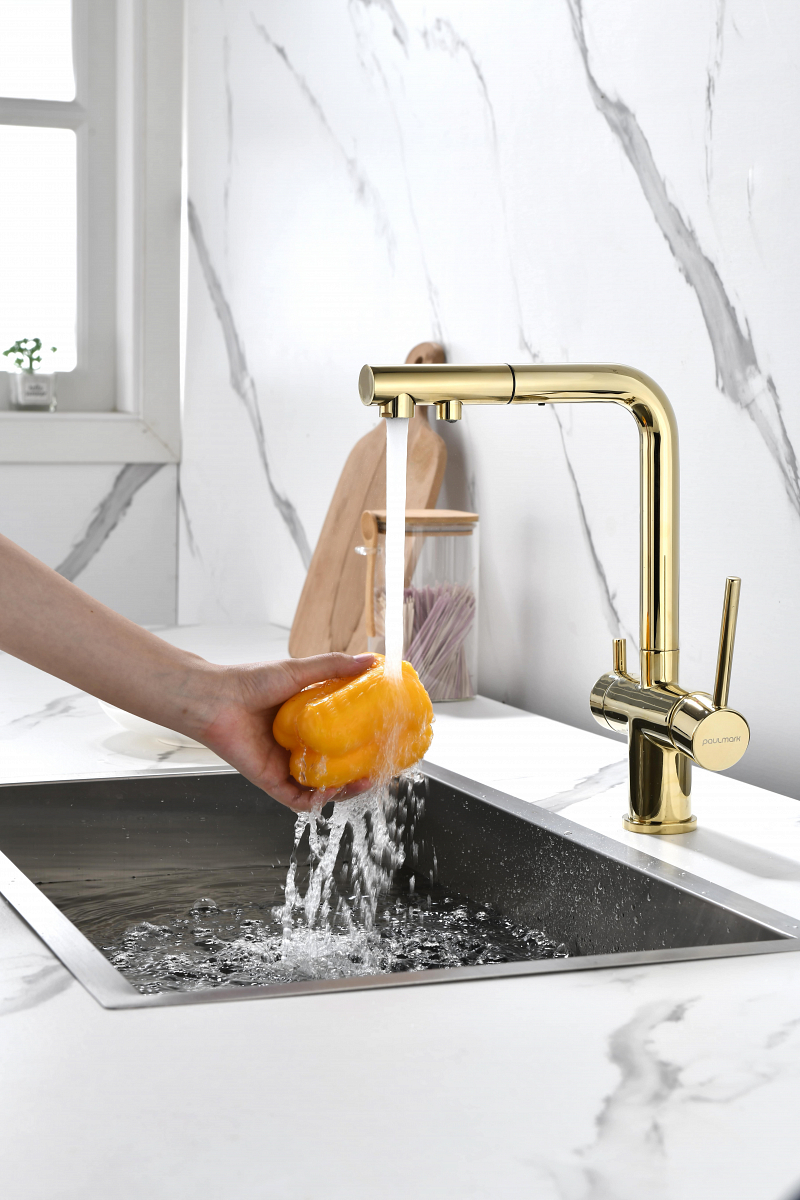 Смеситель для кухни Paulmark SERPENTINE, золото, Se213222-G