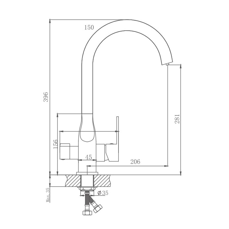 Смеситель для кухни Haiba HB76533-3, пепельный