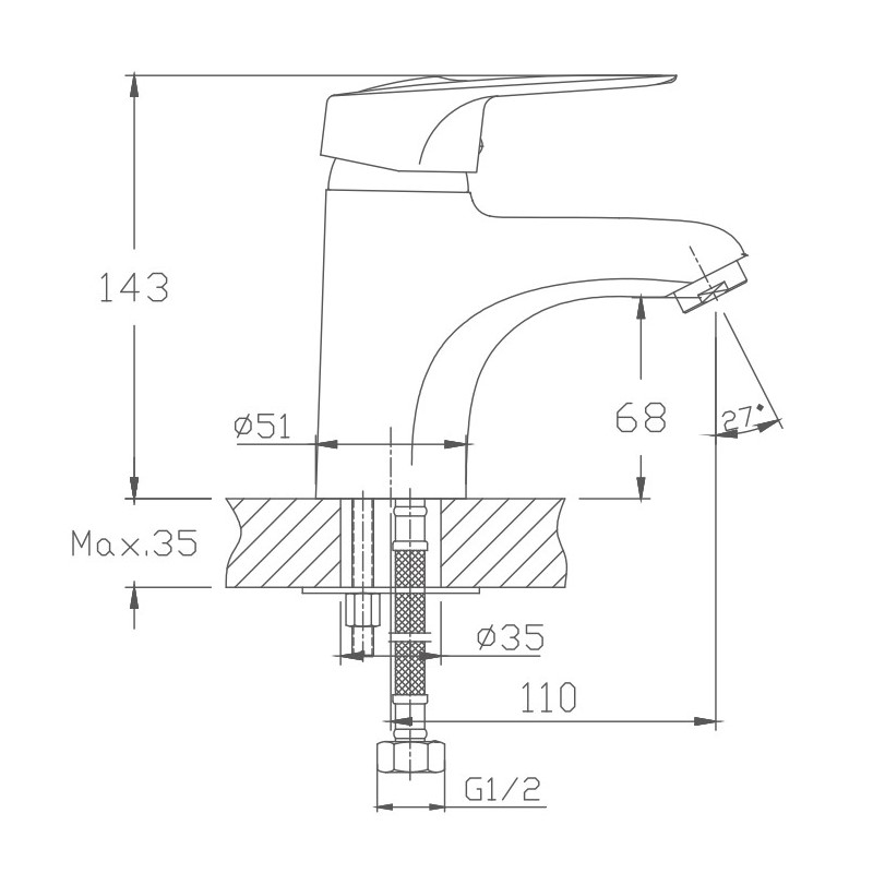 Смеситель для раковины Haiba HB1004, хром