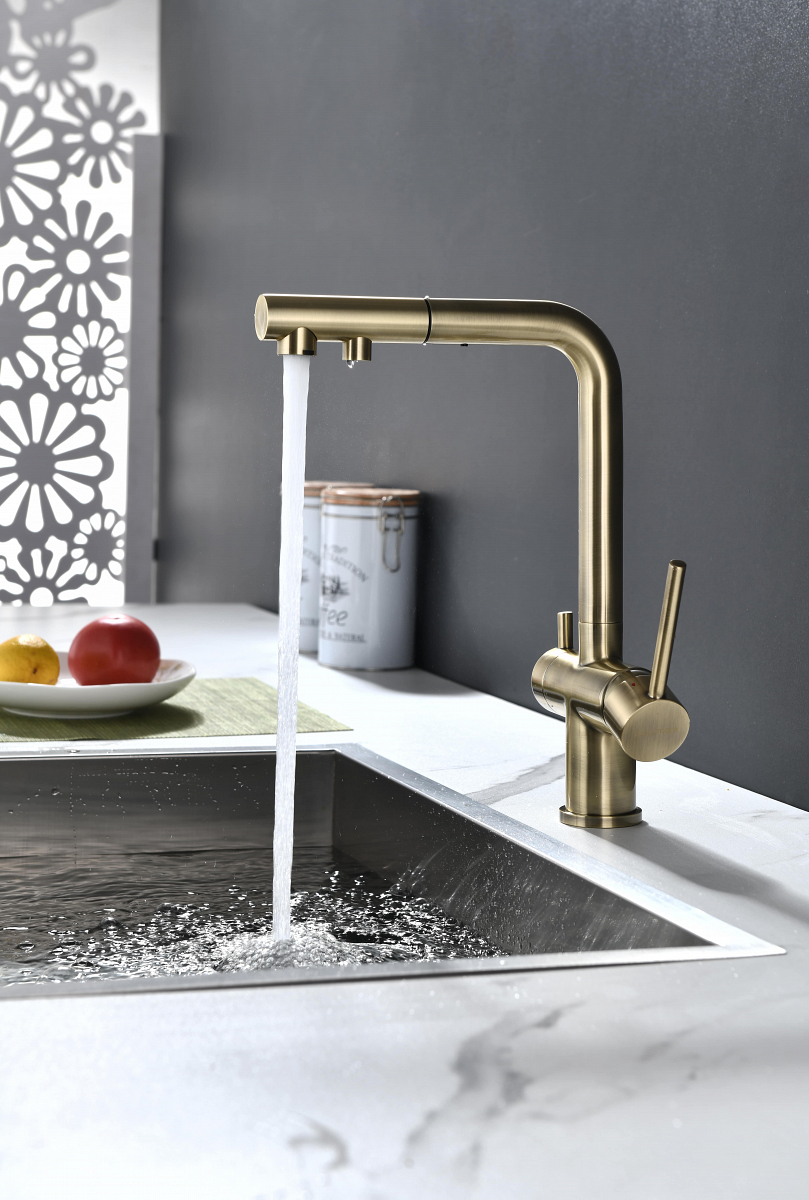 Смеситель для кухни Paulmark SERPENTINE, бронза, Se213222-BR
