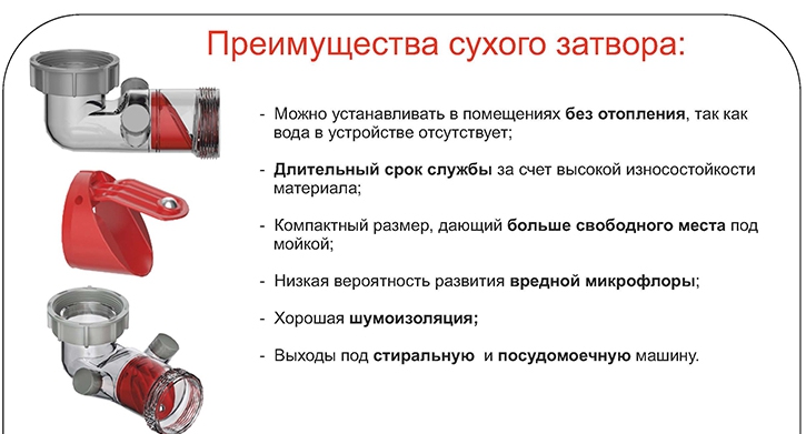 Плоский сифон с сухим затвором ZorG KC 1 INOX с решеткой слива нержавеющая сталь 90 мм