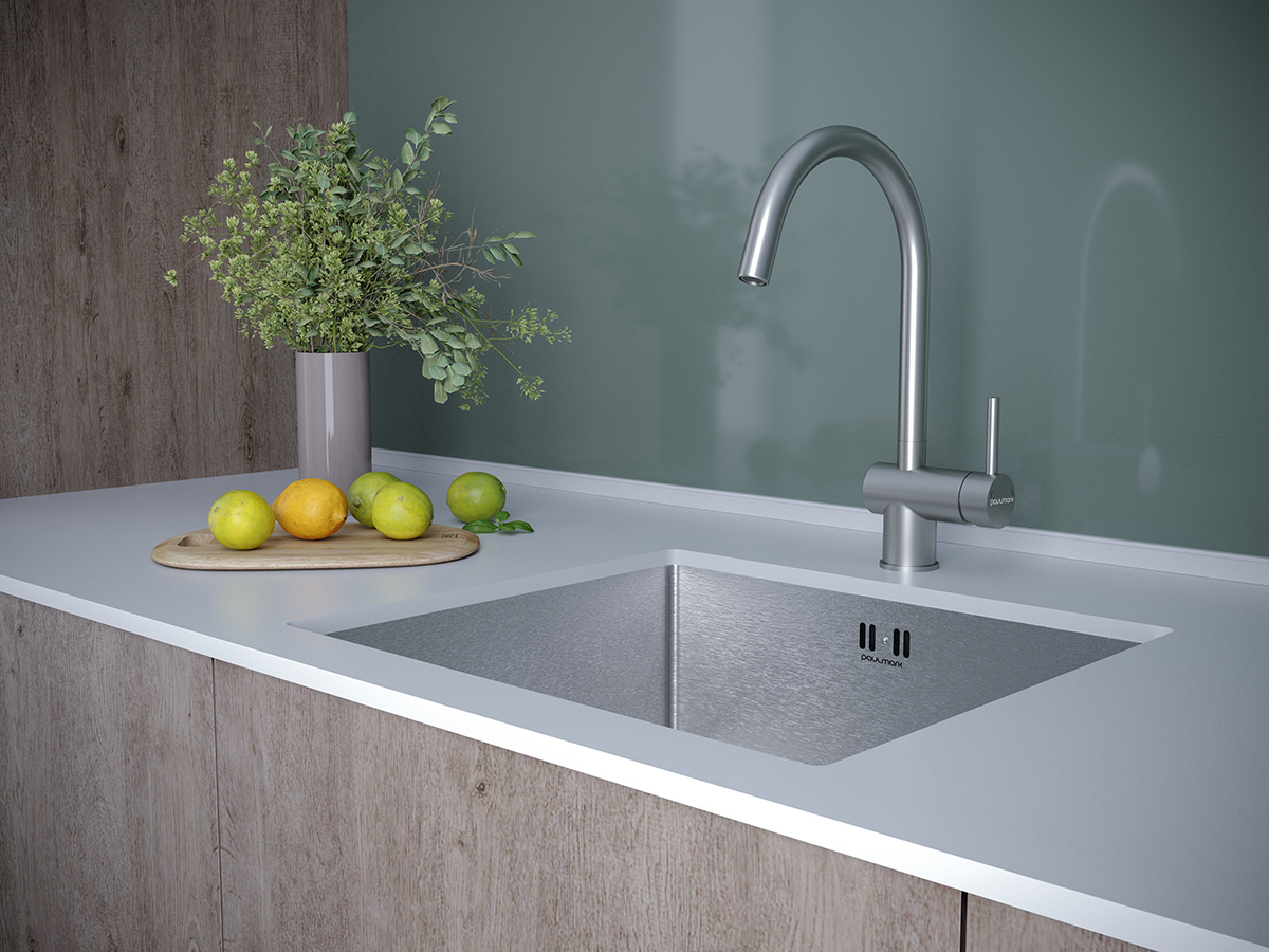 Смеситель для кухни Paulmark BEND, брашированная сталь, Be212066-BS