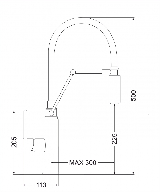 Смеситель кухонный EMAR ЕСВ 7012 Black, кух.смеситель из нержавеющей стали