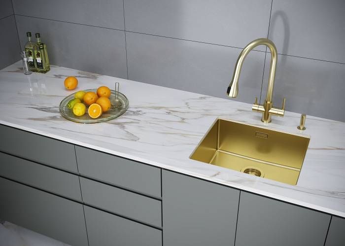 Мойка кухонная Paulmark LASSAN 44 UNI, нерж. сталь, LA44-LG