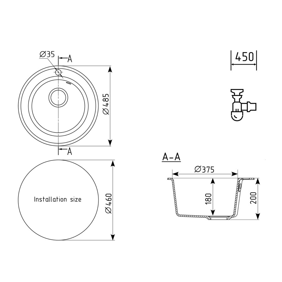 Кухонная мойка Ulgran Quartz Nora 485-05, бетон