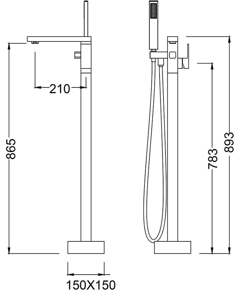 Напольный смеситель для ванны TIMO Selene 2200/03Y-CR, черный