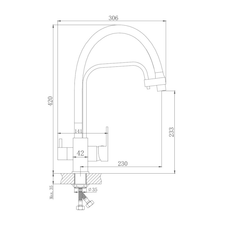 Смеситель для кухни Haiba HB76615, хром