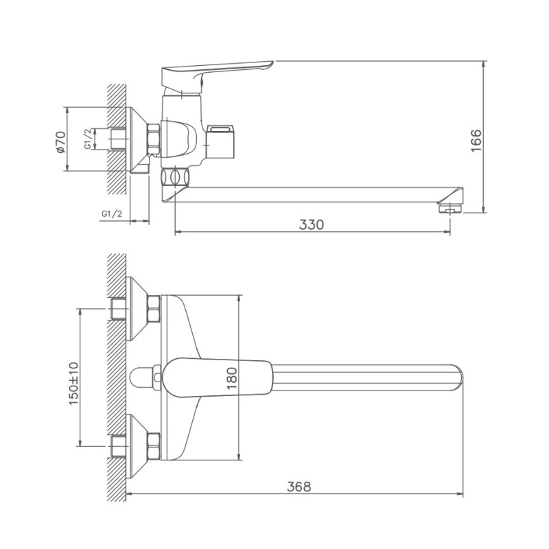 Смеситель для ванны Haiba HB22198, хром