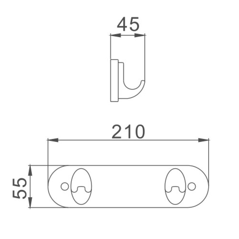 Планка с крючками для полотенец Haiba HB1505-2, хром