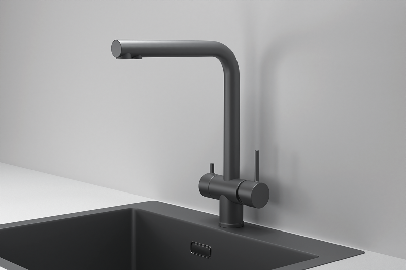 Смеситель для кухни Granula Kitchen Space 7011 графит матовый, подключение к фильтру