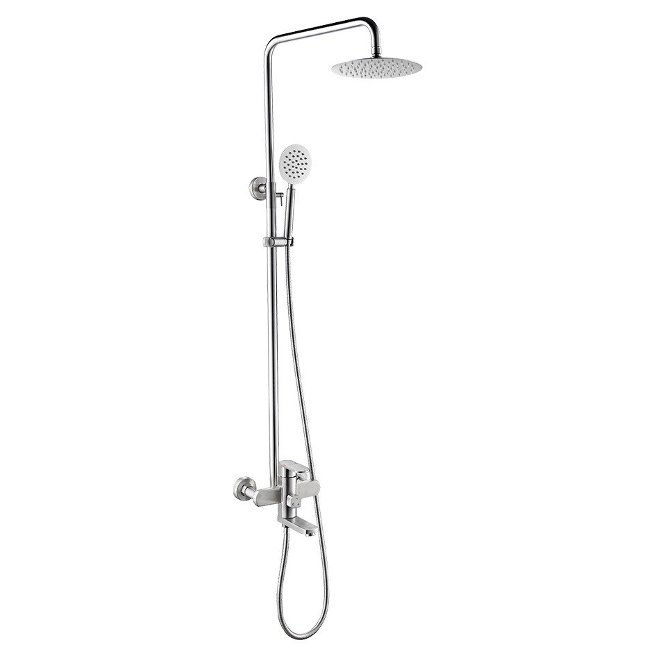 Душевая система MELANA-F610307 Stello нерж.сталь, с тропическим душем, лейкой и смесителем