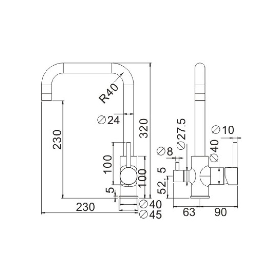 Смеситель для кухни с подключением фильтра BELZ B76802, хром