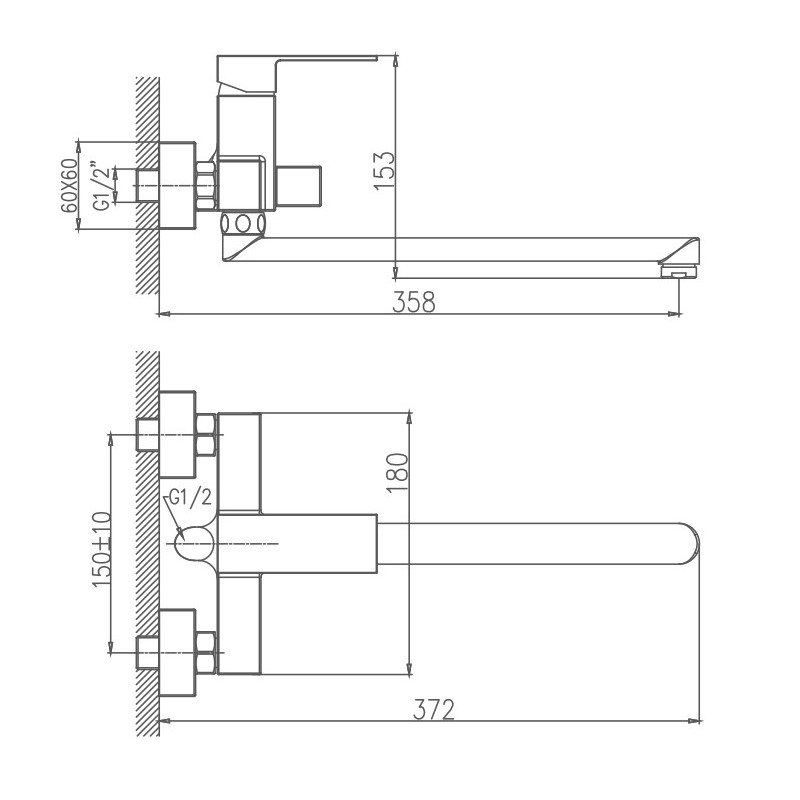 Смеситель для ванны Haiba HB22191, хром