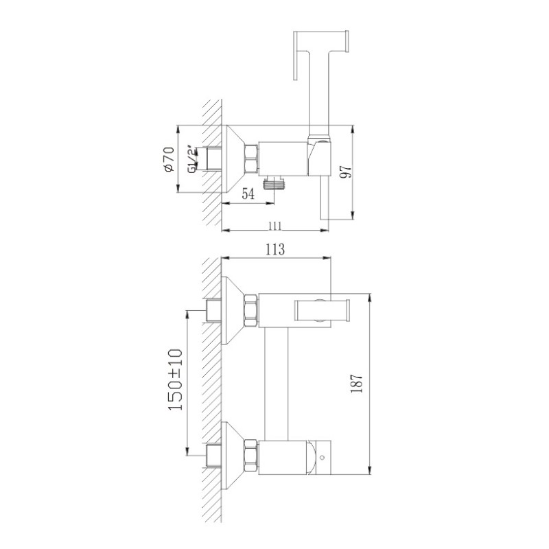 Гигиенический душ со смесителем Haiba HB5510-4, бронза