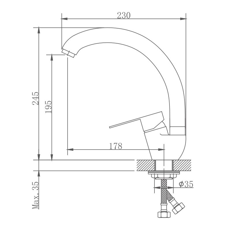 Смеситель для кухни Haiba HB41801-2, сталь