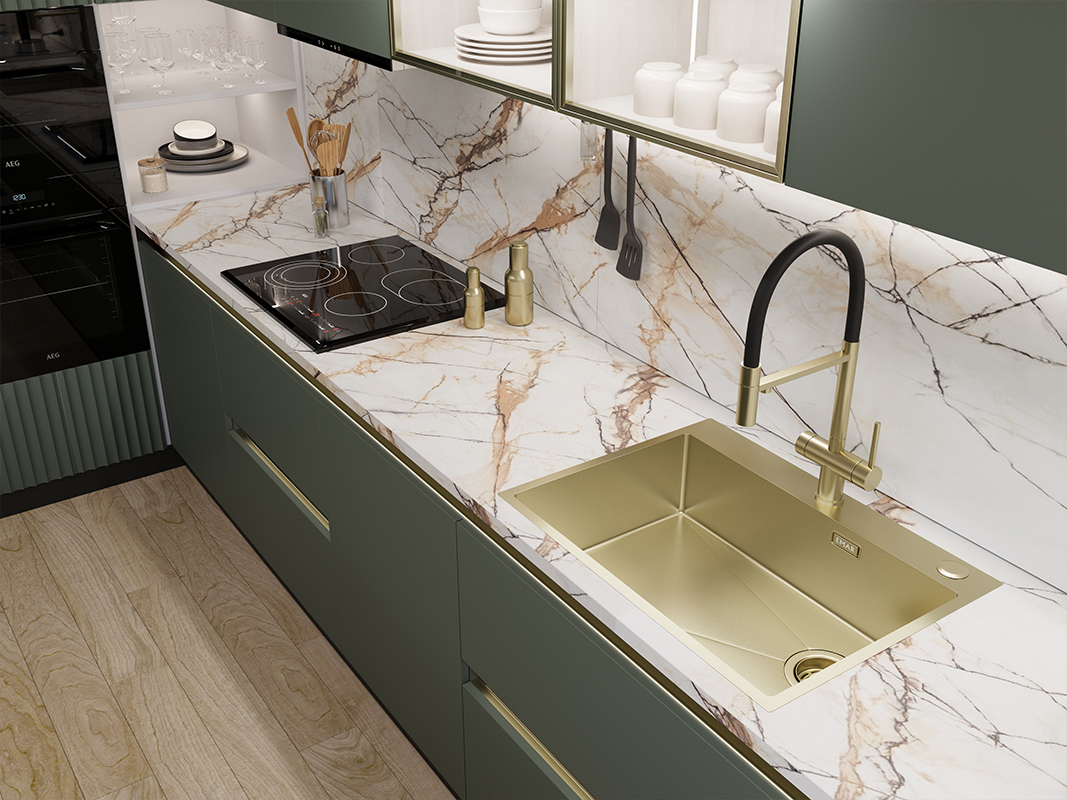 Мойка кухонная Emar EMB-660(TOP) PVD Golden, золото