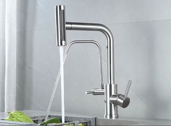 Смеситель Zorg серия Steel Hammer SH 091 PVD GRAFIT, вытяжная лейка 4 режима, под фильтр