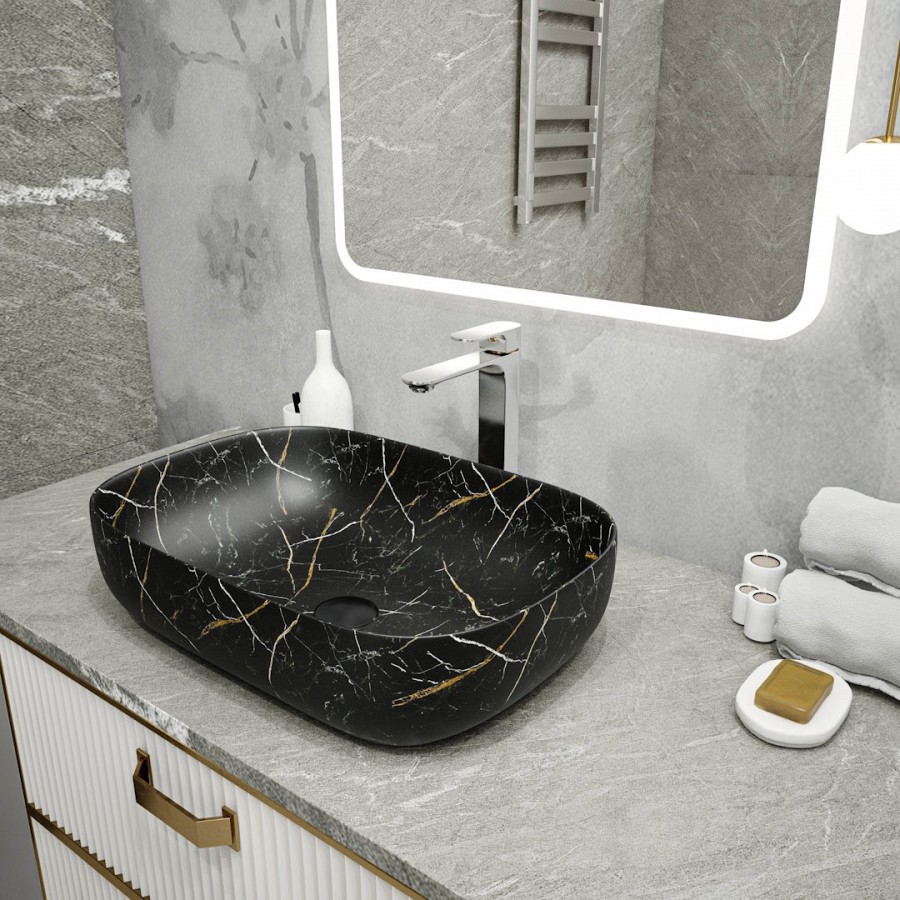 Раковина чаша Maretti FL13NS66-560MR, черный мрамор