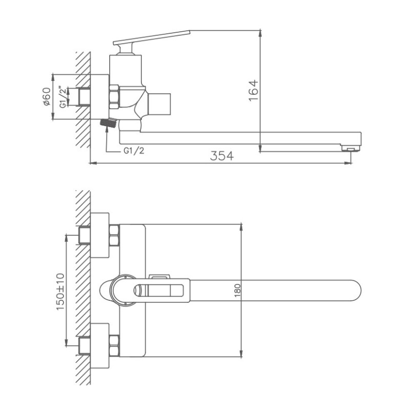 Смеситель для ванны Haiba HB22589, хром