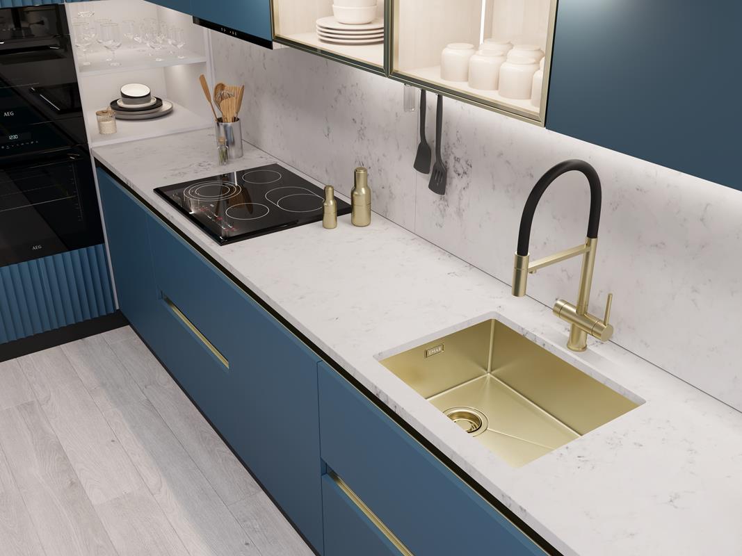 Мойка кухонная Emar EMB-540(UN) PVD Matt Gold, золото