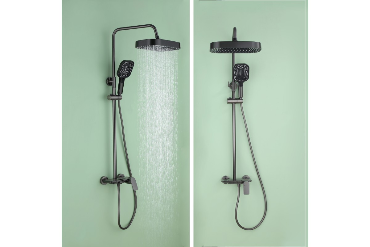 Душевая стойка со смесителем ALMAes ALS-615-11 оружейная сталь