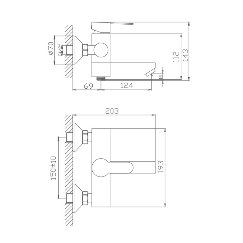 Смеситель для ванны Haiba HB60801, сталь
