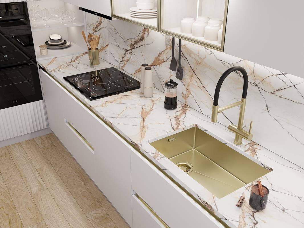 Мойка кухонная Emar EMB-660(UN) PVD Matt Gold, золото