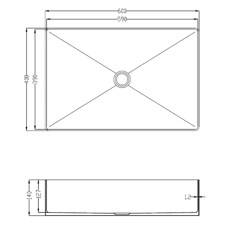 Раковина AltroBagno Solido 001022 MtGr из нержавеющей стали