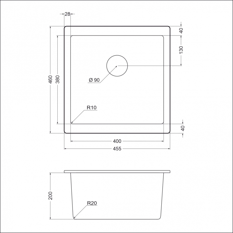 Кухонная мойка EMAR EMQ-1455.P гранитная мойка, Морион