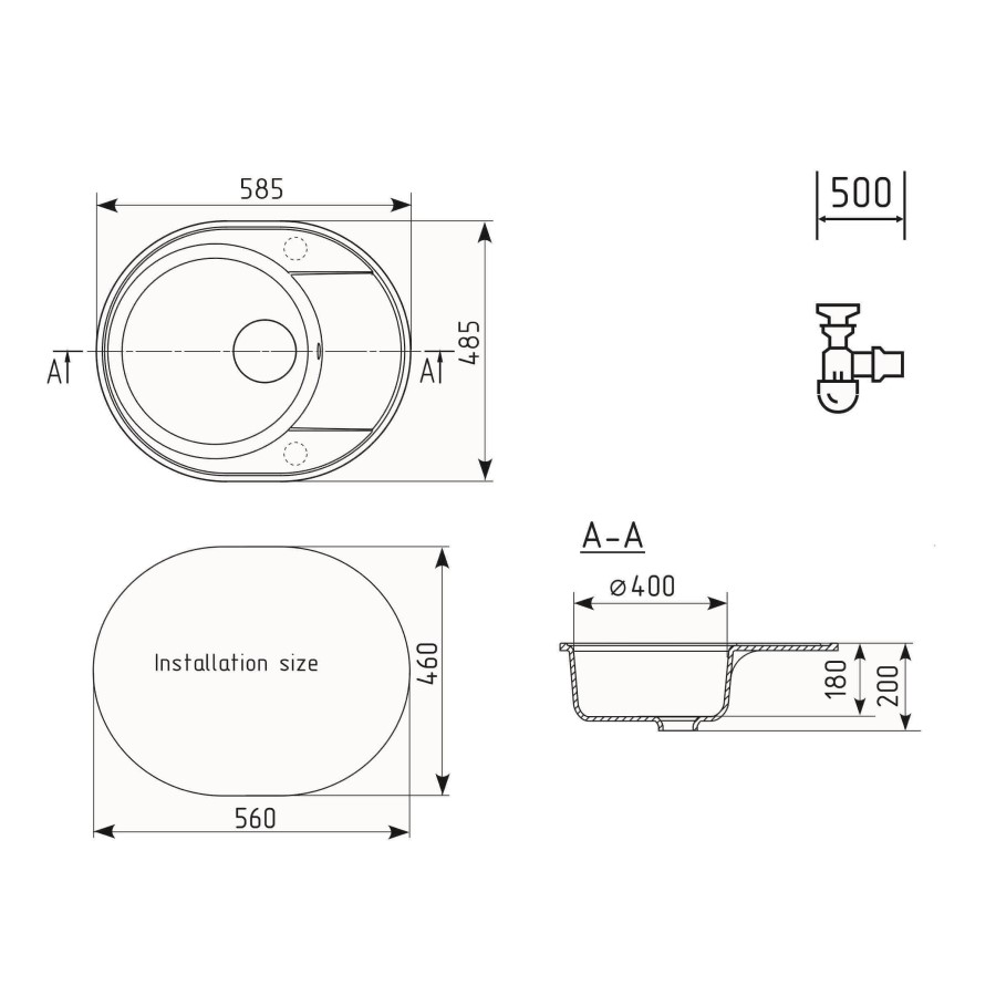 Кухонная мойка Ulgran Quartz Nora 585-06, трюфель