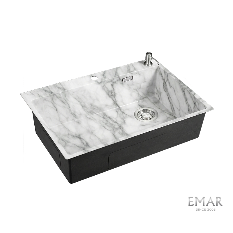 Мойка кухонная Emar EMB-660(TOP) White Elegant, белый мрамор
