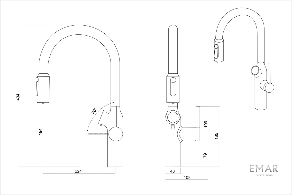 Смеситель OULIN OL - 8018 Matt Gold  с дозатором