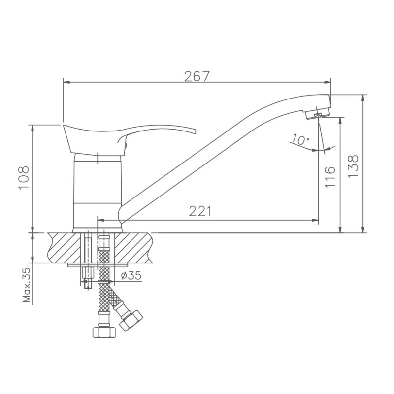 Смеситель для кухни Haiba HB4401, хром